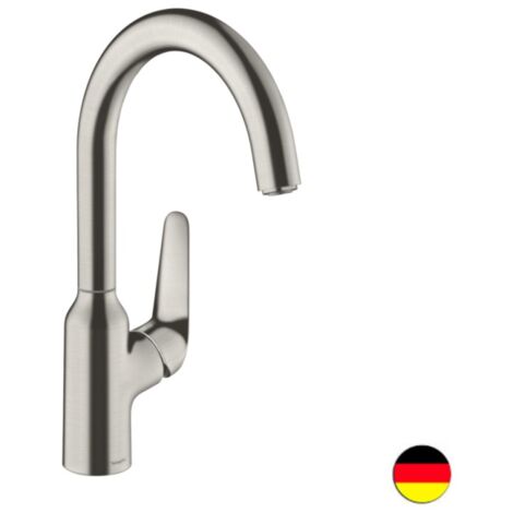 Hansgrohe – Mitigeur de cuisine monocommande 220 – Bec orientable 360° – Finition acier inox – Hauteur sous bec 22,3 cm – Débit 10 L/min (1/5)