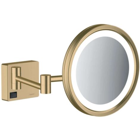 Hansgrohe – Miroir grossissant x3 inclinable avec éclairage LED – Couleur bronze brossé – Montage mural – Matériaux résistants