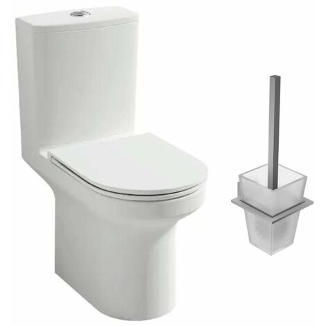 JACOB DELAFON Pack WC au sol blanc sans bride Elite avec abattant extraplat fermeture douce avec porte-balai moderne (1/3)