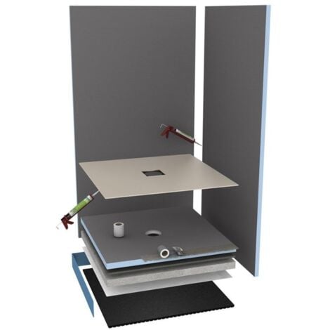 Receveur de douche à carreler 90 x 90 WEDI Fundo Primo carré écoulement centrée + recouvrement top blanc