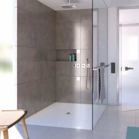 Receveur de douche à carreler 120 x 90 WEDI Fundo Primo rectangle écoulement excentré + recouvrement top blanc