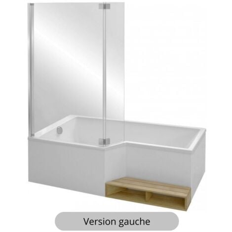 Baignoire bain douche antidérapante JACOB DELAFON Neo, blanc mat 170 x 90, gauche
