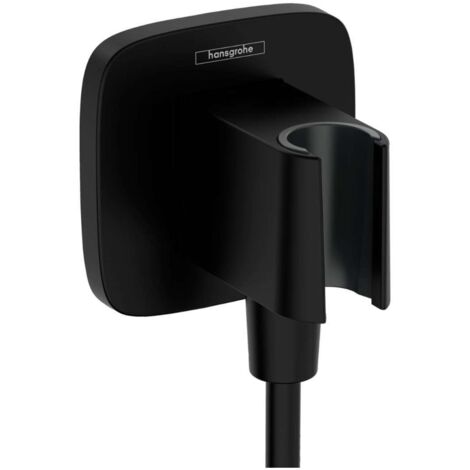 Hansgrohe – Coude de raccordement pour douche G 1/2 – DN 15 – Plastique noir mat – Clapet anti-retour inclus – Support fixe (1/6)