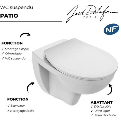 Pack WC suspendu moderne – Sans bride – Bâti-support haut – Blanc - Choix  de plaque de déclenchement - Kenton