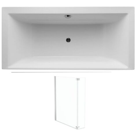 Baignoire droite 200 x 100 JACOB DELAFON Evok, deux places + pare bain (1/5)