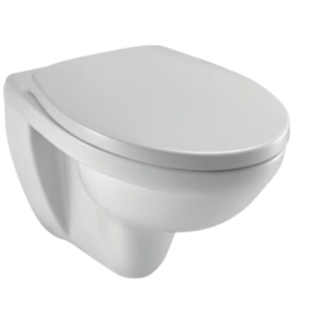 Jacob Delafon – WC suspendu sans bride – Abattant thermodur avec charnières en métal – Rinçage performant – Dimensions 53,5 x 36 cm (1/5)