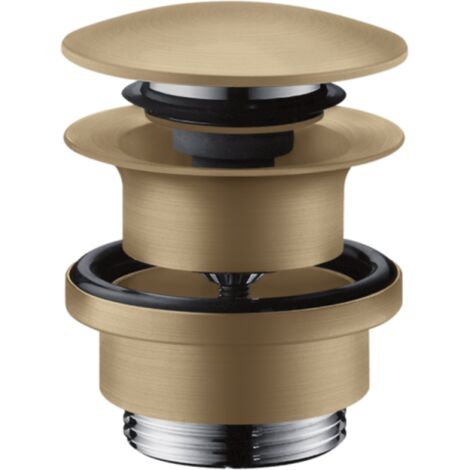 Hansgrohe – Bonde de lavabo clic-clac en laiton bronze brossé – Ouverture par bouchon pression – Pour lavabos avec trop-plein – Raccordement G 1¼"