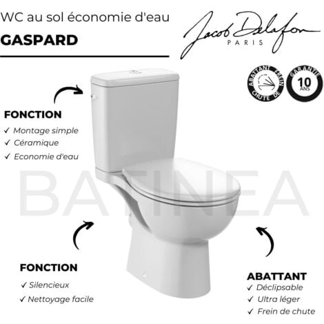 WC à poser sans bride JACOB DELAFON Gaspard + abattant  Economie d'eau
