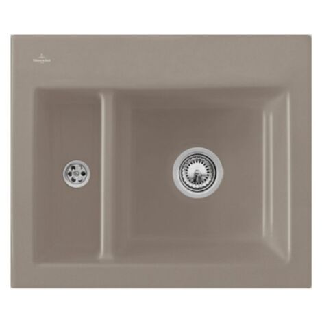Evier 1 cuve et demi VILLEROY ET BOCH Subway 60 XM 62 x 51 cm sans egouttoir Timber CeramicPlus avec vidage automatique