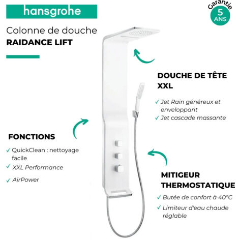 Colonne de douche thermostatique HANSGROHE Raindance Select E 300 EcoSmart  chromé + tablette AddStoris