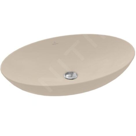 Vasque ovale à poser VILLEROY ET BOCH Loop and Friends non meulé 62 x 42 Almond CeramicPlus sans trop plein (1/5)