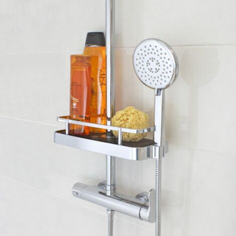 Étagère De Douche Adaptable Sur Colonne - En ABS Chromé, Dimensions 25 X 11 X 4 Cm, Universelle - 4