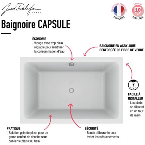 Baignoire bain douche 120 X 80 JACOB DELAFON Capsule