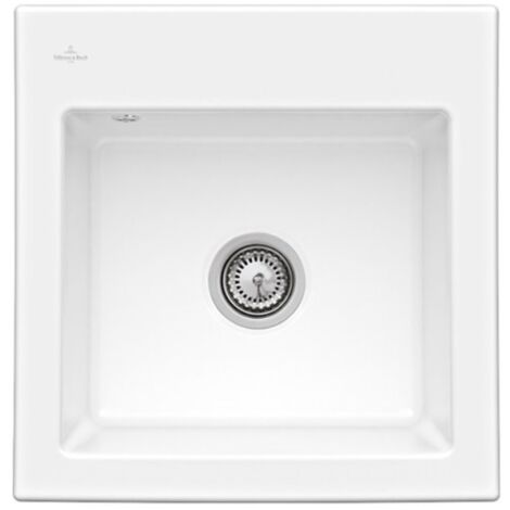 Evier 1 bac VILLEROY ET BOCH Subway 50 S 52,5 x 51 cm sans egouttoir Blanc CeramicPlus avec vidage manuel