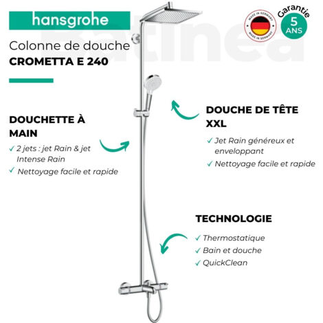 Ensemble bain douche - Crometta E240 - thermostatique - HANSGROHE