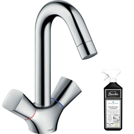 Mélangeur lavabo HANSGROHE avec tirette et vidage chrome + nettoyant Briochin (1/2)