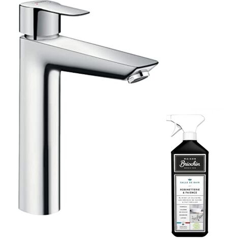 Jacob Delafon – Mitigeur lavabo haut sans bonde de vidage – Aérateur anti-calcaire – Hauteur 26,9 cm – Robinet monotrou sur plage (1/3)