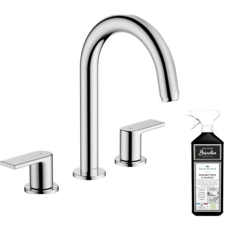 Hansgrohe – Mélangeur de lavabo 3 trous avec tirette et vidage chrome – Finition métal brillante – ConfortZone 150 – Débit max 5 l/min (1/4)