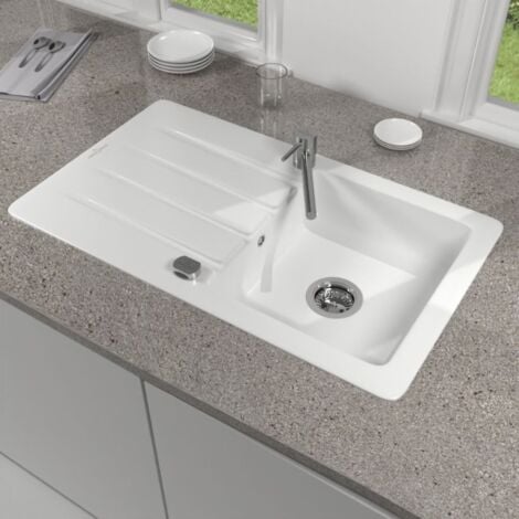Evier 1 bac 86 x 51 cm VILLEROY ET BOCH Architectura 50 Blanc vidage automatique inclus