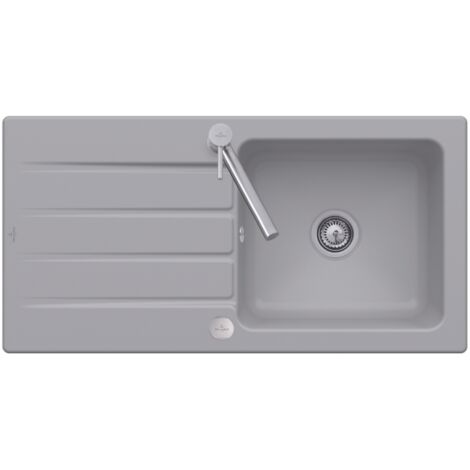 Villeroy & Boch – Évier 1 bac céramique 100x51 cm – Encastrable – Couleur fossile – Résistance maximale – Nettoyage facile – Fabrication française (1/3)