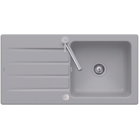 Villeroy & Boch – Évier 1 bac céramique 100x51 cm – Design moderne Fossile – Vidage automatique inclus – Évier réversible pour meuble 60 cm (1/5)