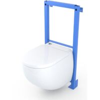 Watermatic – WC broyeur suspendu silencieux avec abattant frein de chute – Châssis autoportant intégré – Broyage par râpe – Économie d'eau 2/4L