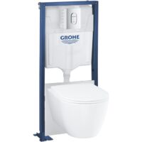 Grohe Pack WC suspendu sans bride Essence + abattant + plaque chromée + bâti Grohe