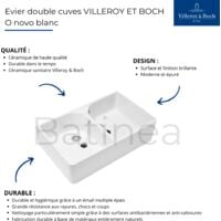 VILLEROY ET BOCH Evier doubles cuves O novo blanc , 89,5 x 55