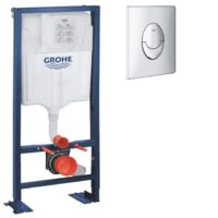 Grohe – Bâti support WC Solido avec plaque de déclenchement chrome – Châssis acier époxy – Réservoir 6-9L réglable – Installation sans outil
