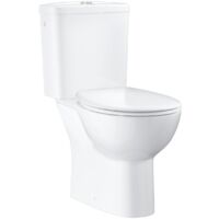 Grohe – WC à poser sans bride – Cuvette en porcelaine vitrifiée – Abattant frein de chute déclipsable – Sortie horizontale – Volume de chasse 3/6L