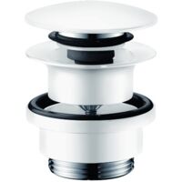 Hansgrohe – Bonde de lavabo Push-open – Laiton blanc mat – Système d'ouverture à pression – Raccord G 1¼ pour lavabos avec trop-plein