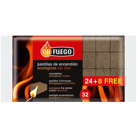 Caja de 32 pastillas de encendido BLUE FUEGO para chimeneas, estufas o  barbacoas