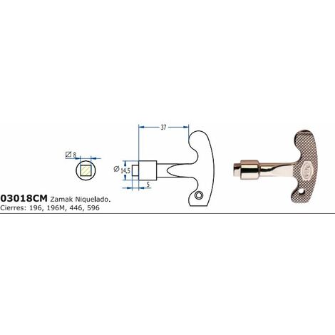 Llave Cierre 192 (Cuadrado) 8 mm.