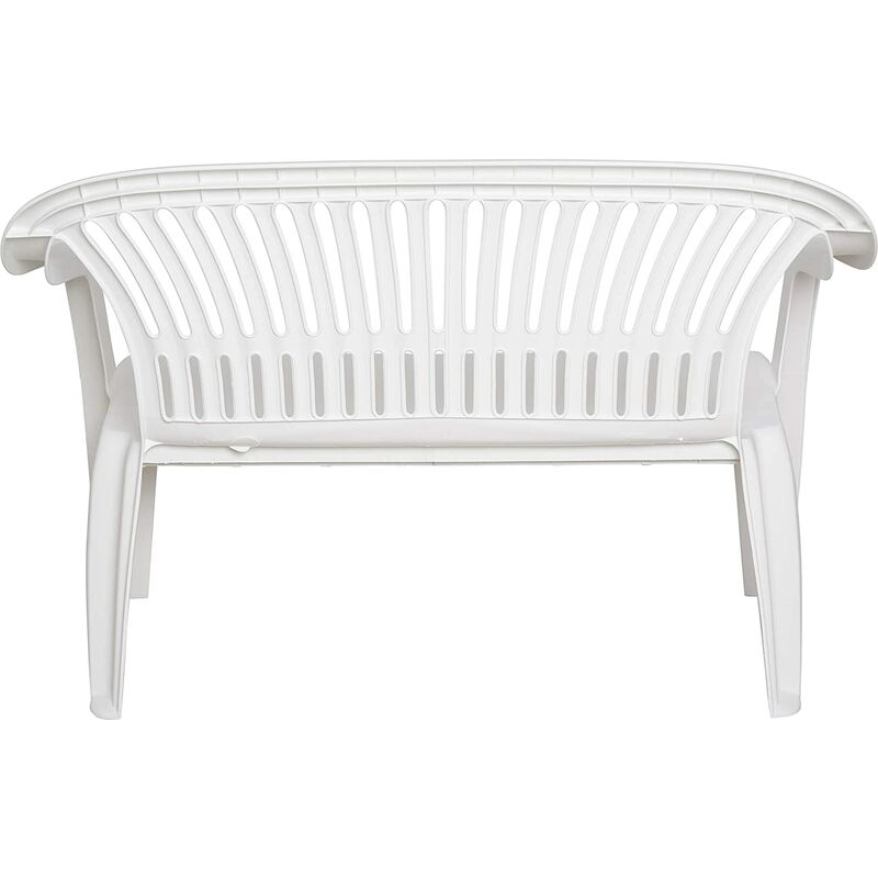 INDA-Exclusiv Banc De Jardin 2 Places En Plastique Résistant 110x52x71 Cm - Blanc