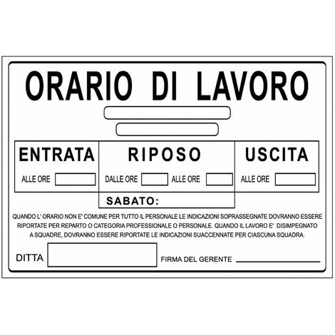 Zivilgebrauchssignalzeichen für Baustellen und Clubs - Orario di lavoro