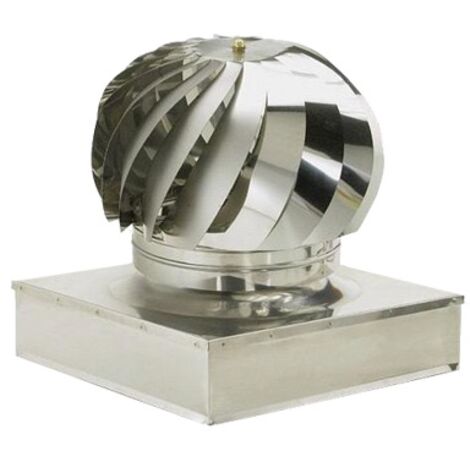 EDELSTAHLVENTILATOR, QUADRATISCH, ROTIERENDE RAUCHKAPPE, CM.52X52, KAMIN-OFENROHR