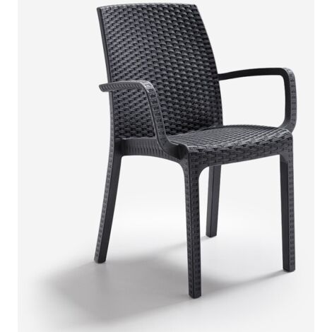 Stapelbarer Rattanstuhl mit Armlehnen Gartenbar Outdoor Indiana BICA