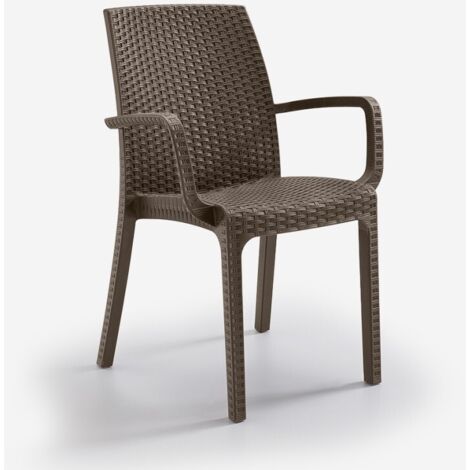 Stapelbarer Rattanstuhl mit Armlehnen Gartenbar Outdoor Indiana BICA