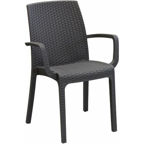 Extraktstuhlstuhl im Freien Bars und Restaurants in Wicker gewebt mit den US -amerikanischen Armlehnen - DarkGray