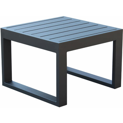 Low quadratisch Tabelle 45 x 45 cm Wohnzimmer im Freien für Wohnzimmer mit Aluminiumstruktur und Milos -Lattenebene - Black