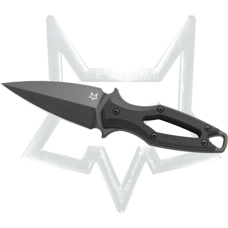 Fox aka couteau Elmax fixe dans le bouclier de lame à lame en acier inoxydable, poignée noire G10
