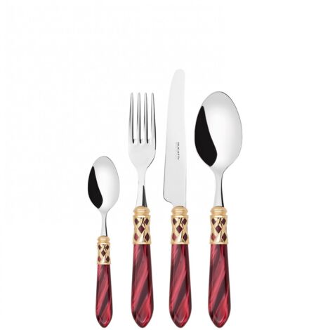 24 pièces couverts ensembles dans la mère -of-pearl Red Wooden Case Aladdin ghiera dorata Bugatti