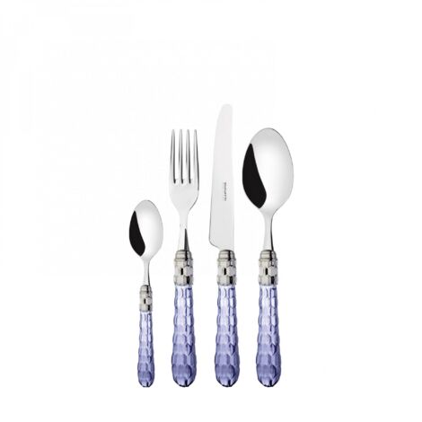 24 pièces couverts ensemble dans un boîtier en bois bleu transparent Cristallo ghiera cromata Bugatti