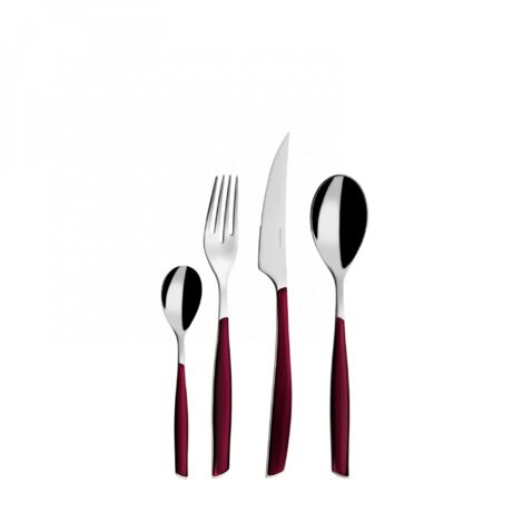 BUGATTI Glamour Ensemble 24 Couverts Acier Inox 18/10 Manche Couleur Tabac - Service 6 Personnes