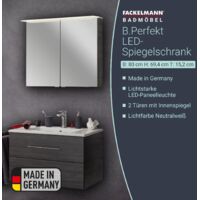 FACKELMANN LED Spiegelschrank B.PERFEKT / Badschrank mit Soft-Close-System / Maße (B x H x T): ca. 80 x 69 x 15 cm / hochwertiger Schrank mit Spiegel und Beleuchtung fürs Bad / Korpus: Schwarz"-"84115