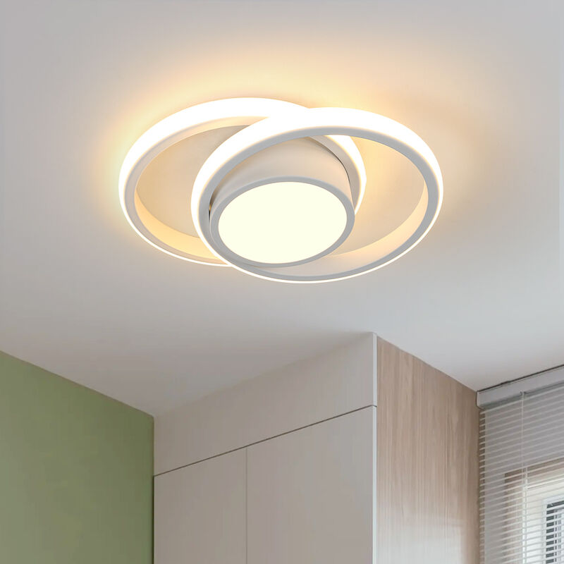 AISKDAN Runde LED-Deckenleuchte, Moderner Deckenfluter Küche Warmweißes 2400LM, für Ideal Flur 32W Acryl-Leuchte, 12cm, Licht 3000K Schlafzimmer Wohnzimmer