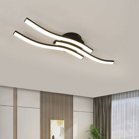 AISKDAN Moderne LED Deckenleuchte 20W mit 3 Röhren - Warmweißes Licht 3000K  - Schlafzimmer, Wohnzimmer, Küche - Schwarz