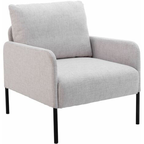 Relaxsessel für Wohnzimmer aus Leinen mit Kissen Metallbeinen Beige Wahson