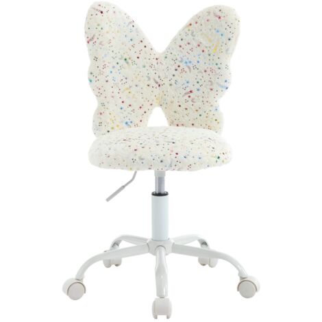 Kinderstuhl höhenverstellbar für Schlafzimmer aus Kunstfell Schmetterling Weiß Wahson