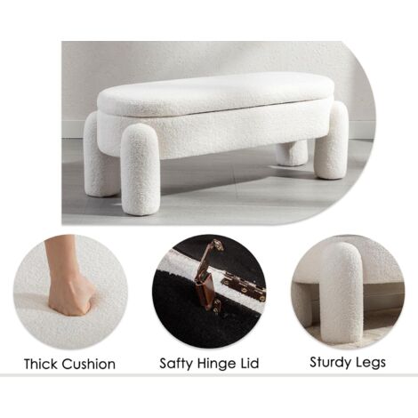 Ya-Home Sitzhocker Aus Kuscheligem Teddystoff – Stylische Sitzbank Mit Stauraum Für Flur, Schlafzimmer & Mehr